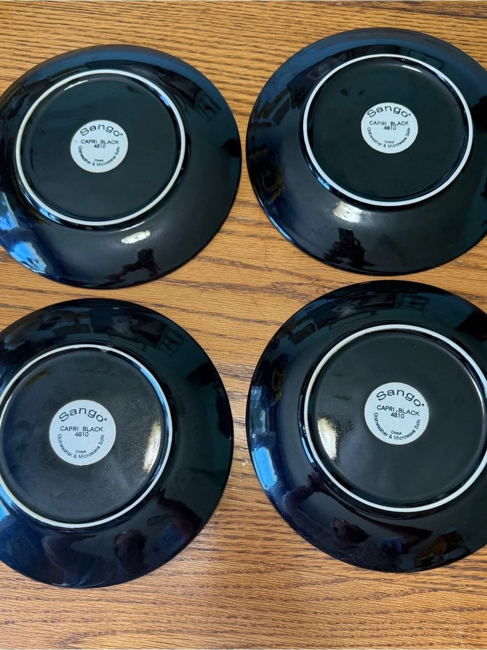 Sango Capri Black 4810 Salad Dessert Plates 7 5/8” Set 4